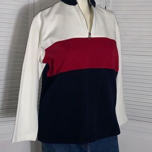 Vintage Studio Works Striped Color Block Half Zip Sweatshirt PM